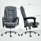 Fauteuil de bureau massant et chauffant, 65x70x111-119cm, gris