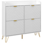 Meuble à chaussures 4 abattants avec étagère réglable, rangement chaussure 106 x 24 x 102 cm, blanc