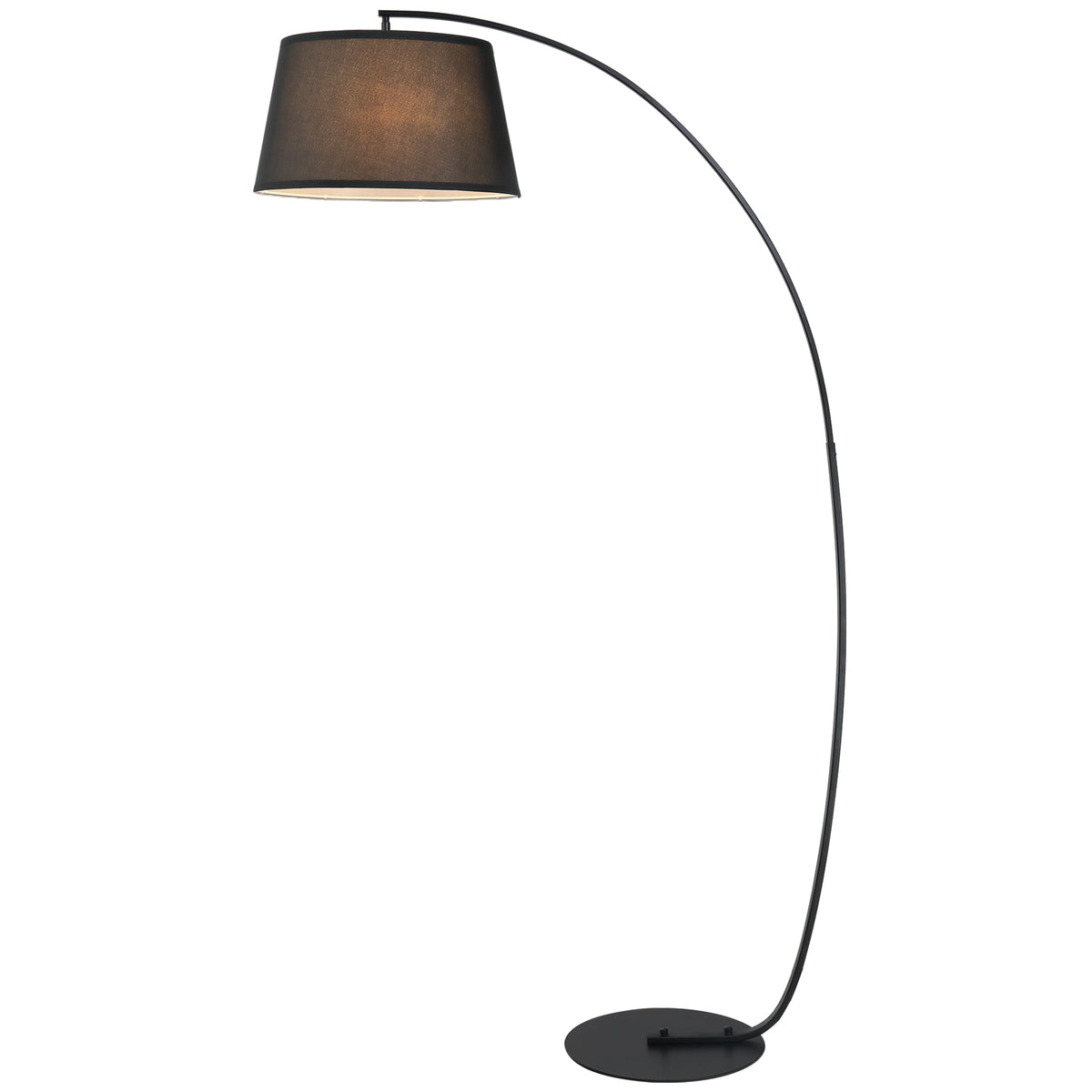 Lampadaire / lampe, Arc Salon Courbée - Arceau Moderne en Métal - Métal et Lin, Noir