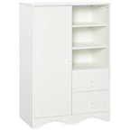 Armoire avec Porte et 5 étagères, 3 niches, 2 tiroirs, blanc