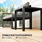 Table de jardin carrée, cadre en métal,noir