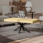 Table Basse rectangulaire en métal Noir et Plateau aspect Bois - dim. 110 x 60 x 45cm