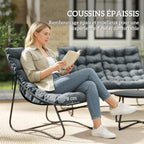 Salon de Jardin 4 Pièces avec Coussins Épais 8cm, en Acier, Gris