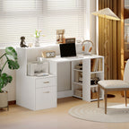 Bureau informatique, 2 tiroirs, 137x55x92cm, blanc