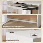 Bureau d'angle bureau en L, plateau à clavier coulissant, 120x100x76cm, blanc