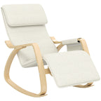 Fauteuil à bascule avec repose-pieds réglable, poche latérale, blanc crème
