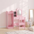 Coiffeuse pour Enfants avec Tabouret et Miroir Lumineux, Rose