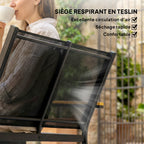 Salon de jardin extérieur 4 pièces avec canapé 2 places, 2 chaises et table basse en verre trempé, noir