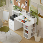 Bureau informatique, 2 tiroirs, 137x55x92cm, blanc
