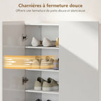 Meuble à chaussures 20 paires à haute brillance, 5 niveaux, étagères réglables 72x34,5x103cm blanc