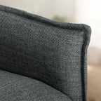Canapé 2 places, 131 cm avec assise rembourrée, coussins à ressorts, tissu en lin, gris foncé