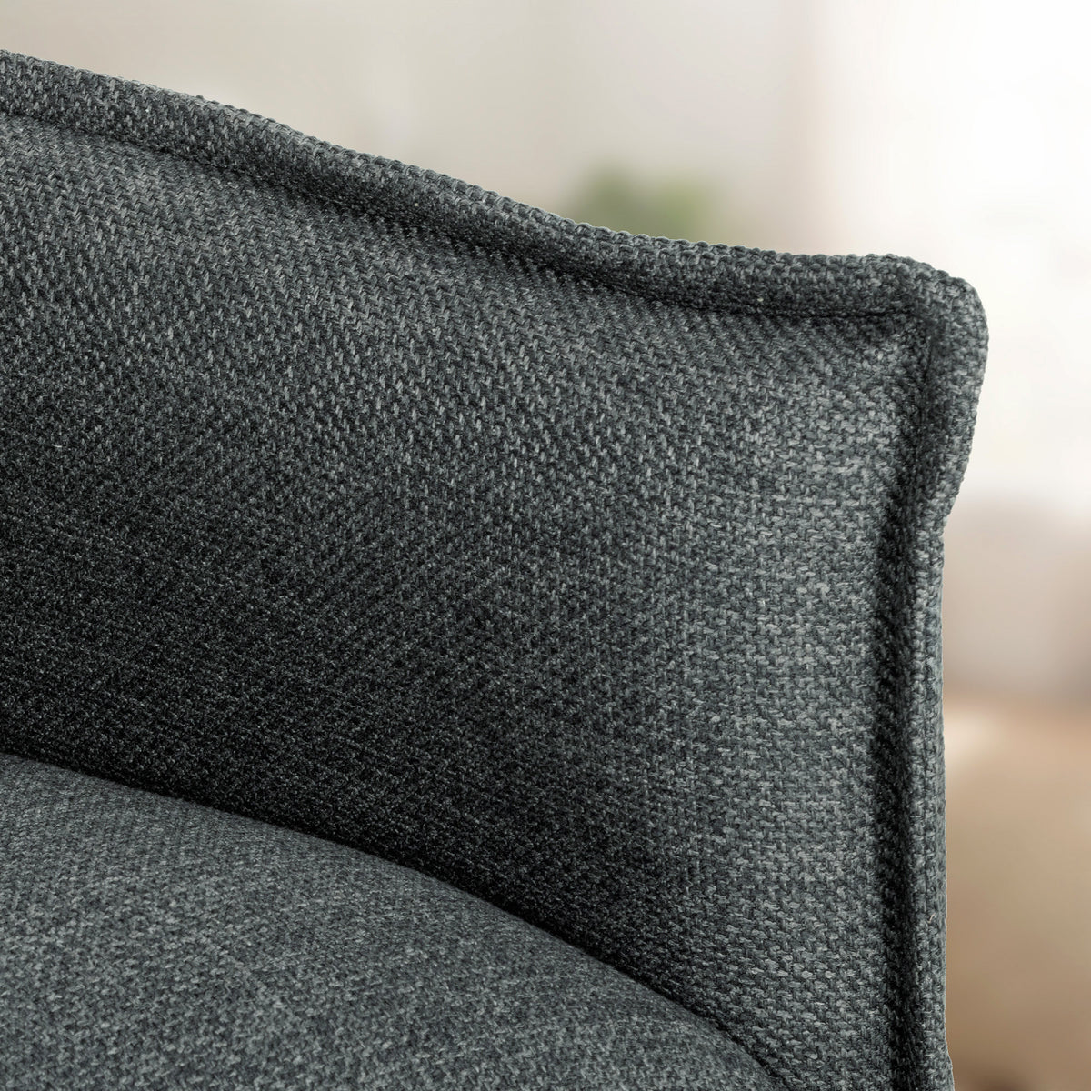 Canapé 2 places, 131 cm avec assise rembourrée, coussins à ressorts, tissu en lin, gris foncé