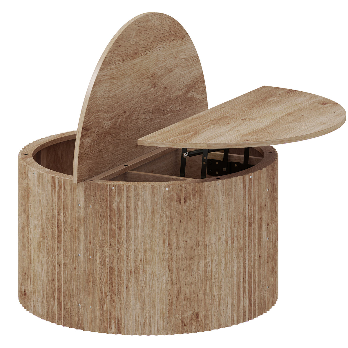 Table basse relevable, compartiment caché et plateau à fermeture douce, bois naturel