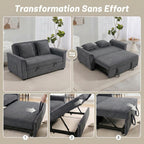 Canapé convertible 2 places, canapé-lit clic-clac, 2 coussins, gris