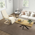 Table Basse rectangulaire en métal Noir et Plateau aspect Bois - dim. 110 x 60 x 45cm