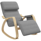 Fauteuil à bascule avec repose-pieds réglable, poche latérale, gris