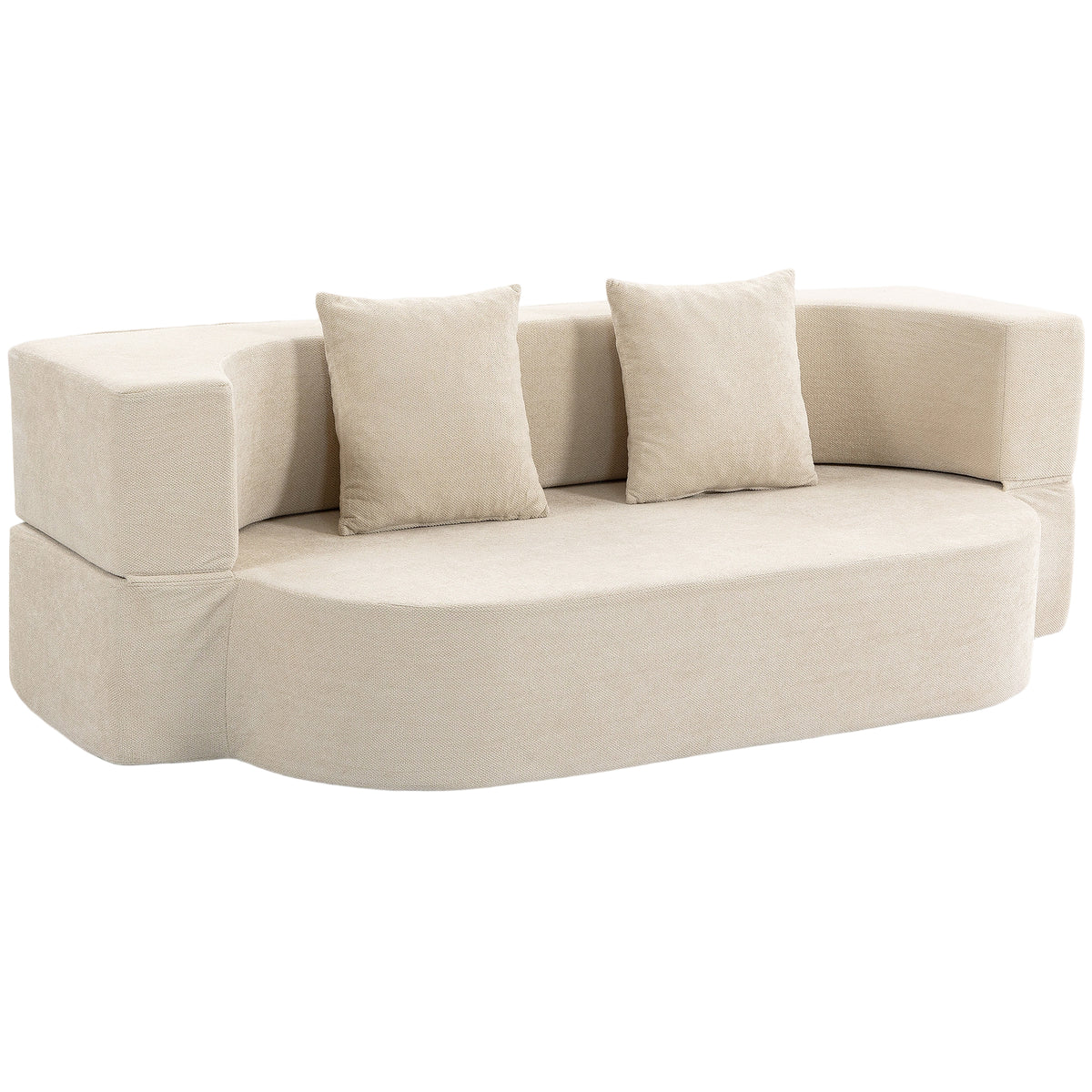 Canapé Convertible 2 Places, Canapé-Lit 190cm, Beige