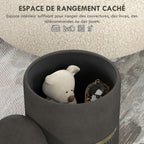 Pouf tabouret repose-pied coffre de rangement en velours 36 x 36 x 44 cm gris