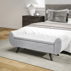 Banc/ coffre de rangement 53,8L avec siège rembourré en lin et accoudoirs, 132 x 42 x 50 cm, gris