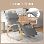 Fauteuil à bascule avec repose-pieds réglable, poche latérale, gris