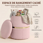 Pouf tabouret repose-pied coffre de rangement en velours 36 x 36 x 44 cm rose