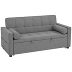 Canapé convertible 2 places, canapé-lit, 2 coussins 80,5x137,5x84cm gris