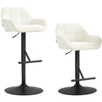 Lot de 2 tabourets de bar, tissu effet lin et base en acier 52,5 x 53 x 86,5-108 cm crème