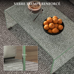 Table basse en verre rectangulaire, en verre trempé