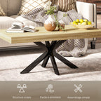 Table Basse rectangulaire en métal Noir et Plateau aspect Bois - dim. 110 x 60 x 45cm