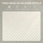 Canapé 3 places en velours, coussins à ressorts, 192x80x84,5cm, beige