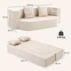 Canapé Convertible 2 Places, Canapé-Lit 190cm, Beige