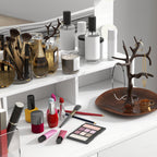 Coiffeuse avec miroir, tiroirs, 3 modes d'éclairage, 10 ampoules, 80 x 40 x 135 cm, blanc