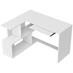 Bureau d'angle bureau en L, plateau à clavier coulissant, 120x100x76cm, blanc