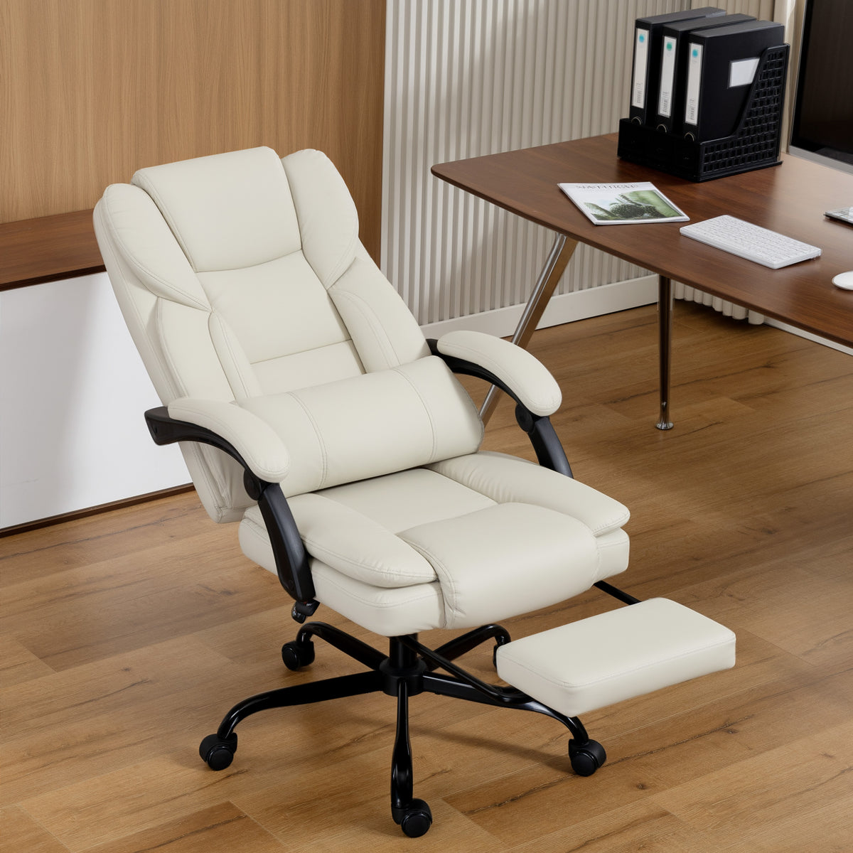 Chaise Bureau Ergonomique, 65x67x111-119cm, Beige
