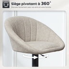 Lot de 2 tabourets de bar, repose-pieds, beige