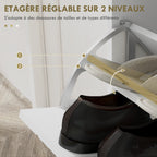 Meuble à chaussures 4 abattants avec étagère réglable, rangement chaussure 106 x 24 x 102 cm, blanc