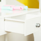 Coiffeuse Enfant avec Tabouret, Miroir et tiroir Coulissant Blanc Acrylique