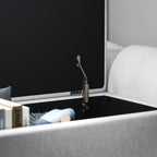 Banc/ coffre de rangement 53,8L avec siège rembourré en lin et accoudoirs, 132 x 42 x 50 cm, gris