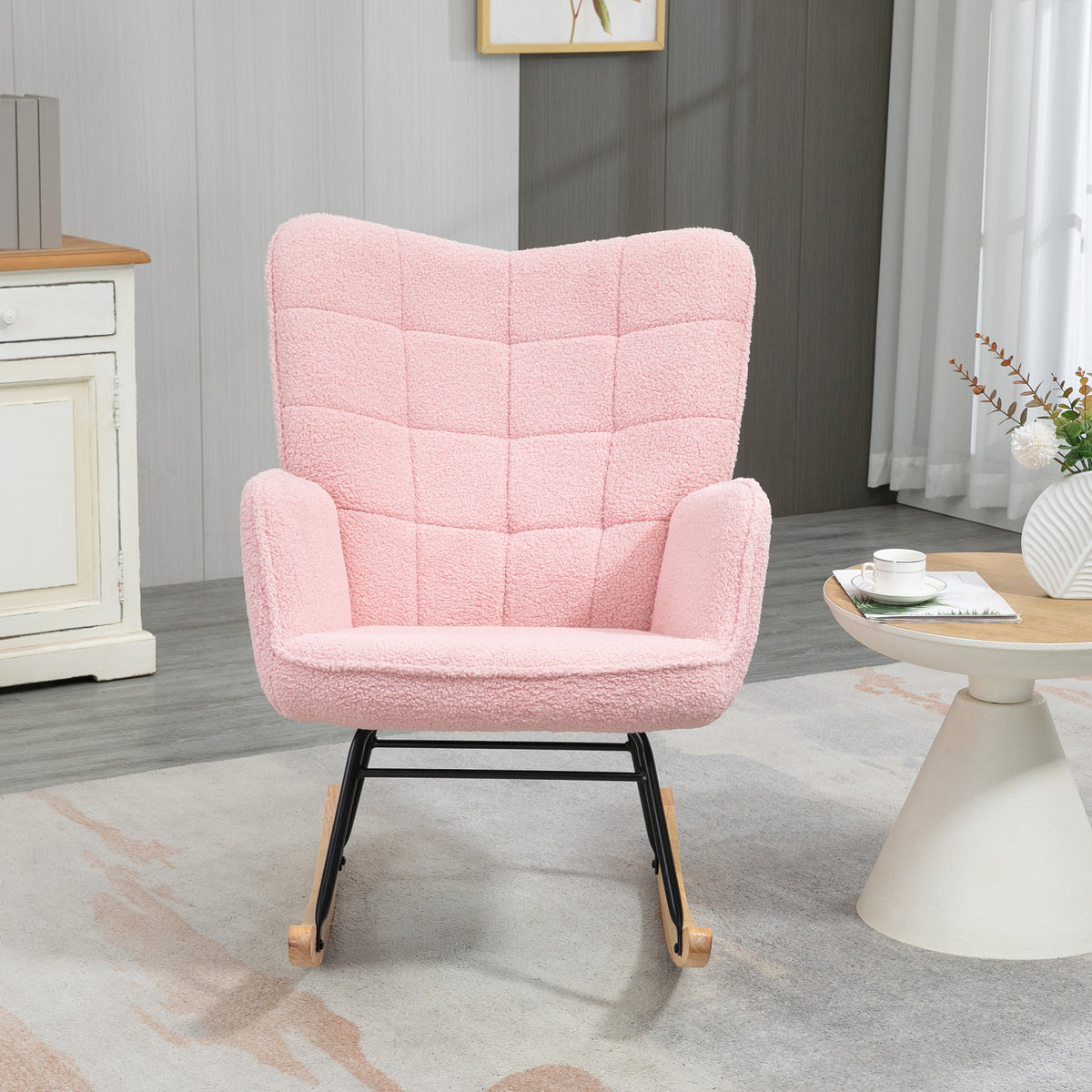 Fauteuil à bascule, structure en acier 71 x 98 x 101 cm rose