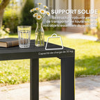 Table de jardin carrée, cadre en métal,noir