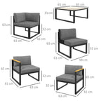 Ensemble Salon de Jardin 6 pièces pour 5 personnes - en aluminium, grand confort