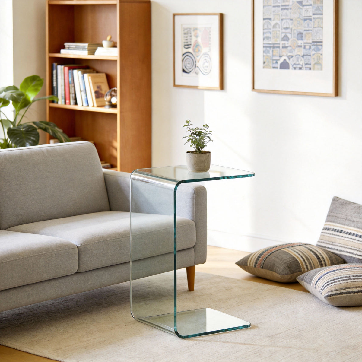 Table basse en verre rectangulaire, en verre trempé