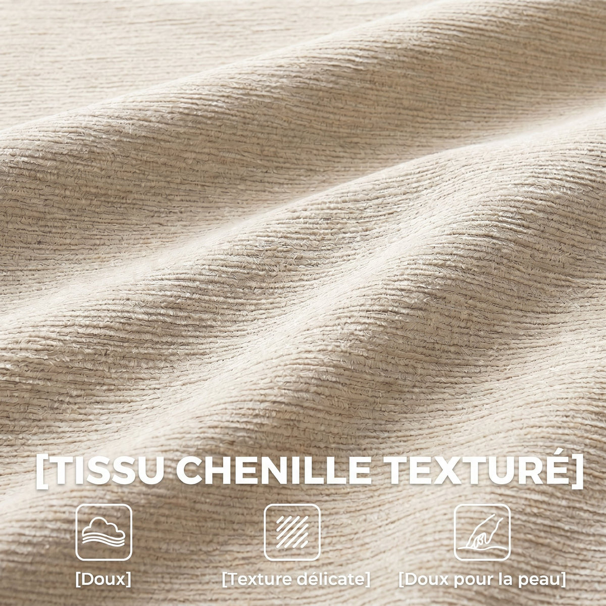 Canapé 3 places 248 cm, coussins à ressorts, beige