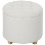 Pouf coffre rangement, repose-pieds, charge 120 Kg, Ø 45 x 41 cm, blanc