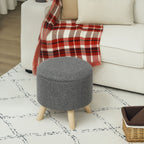 Pouf rond repose-pieds avec coffre de rangement pieds en bois gris