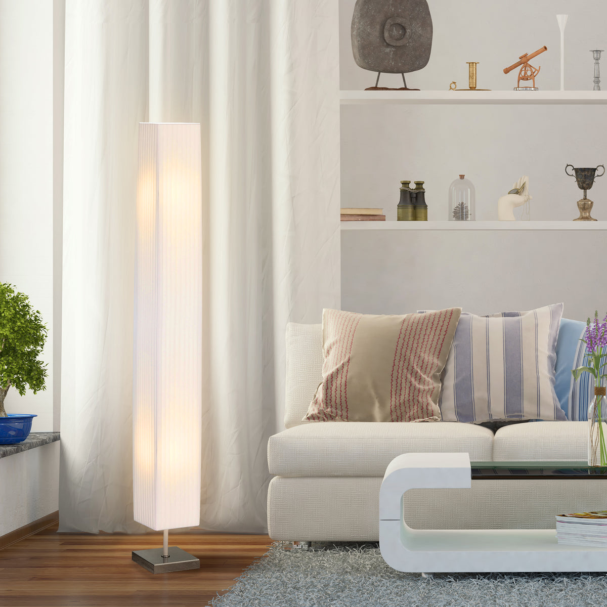 Lampadaire / lampe, Style Moderne avec Interrupteur Acier Blanc