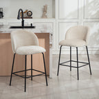 Lot de 2 tabourets de bar, repose-pied, hauteur d'assise 68 cm, beige