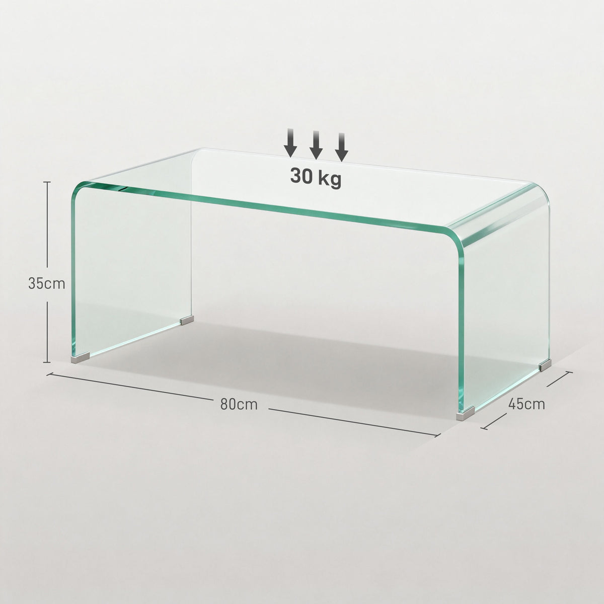 Table basse en verre rectangulaire, en verre trempé