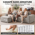 Canapé d'Angle, Canapé 3 Places en L 242 cm, Gris Clair