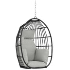 Fauteuil suspendu, coussins rembourrés, porte-gobelet, oreiller, gris foncé